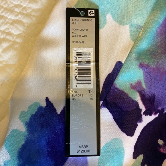 Arthur S. Levine for Tahari Dress Size 12 Limited Edition‎ Watercolors Blue - Picture 9 of 16